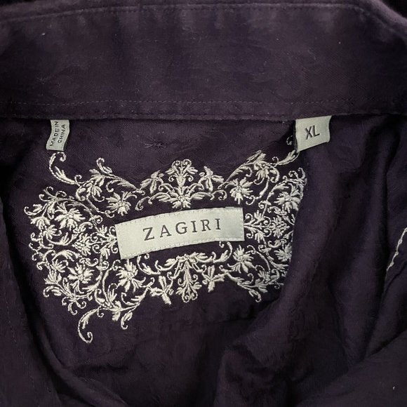 Zagiri Shirt Size XL Purple Textured Button Up Flip Cuff Casual Button Up - Picture 5 of 8